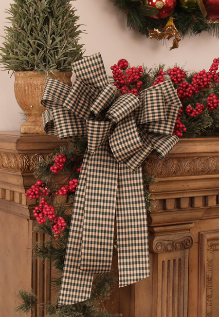 (image for) Christmas Bows-Set of 2 Holiday Green Gingham TEXT_CLOSE_WINDOW